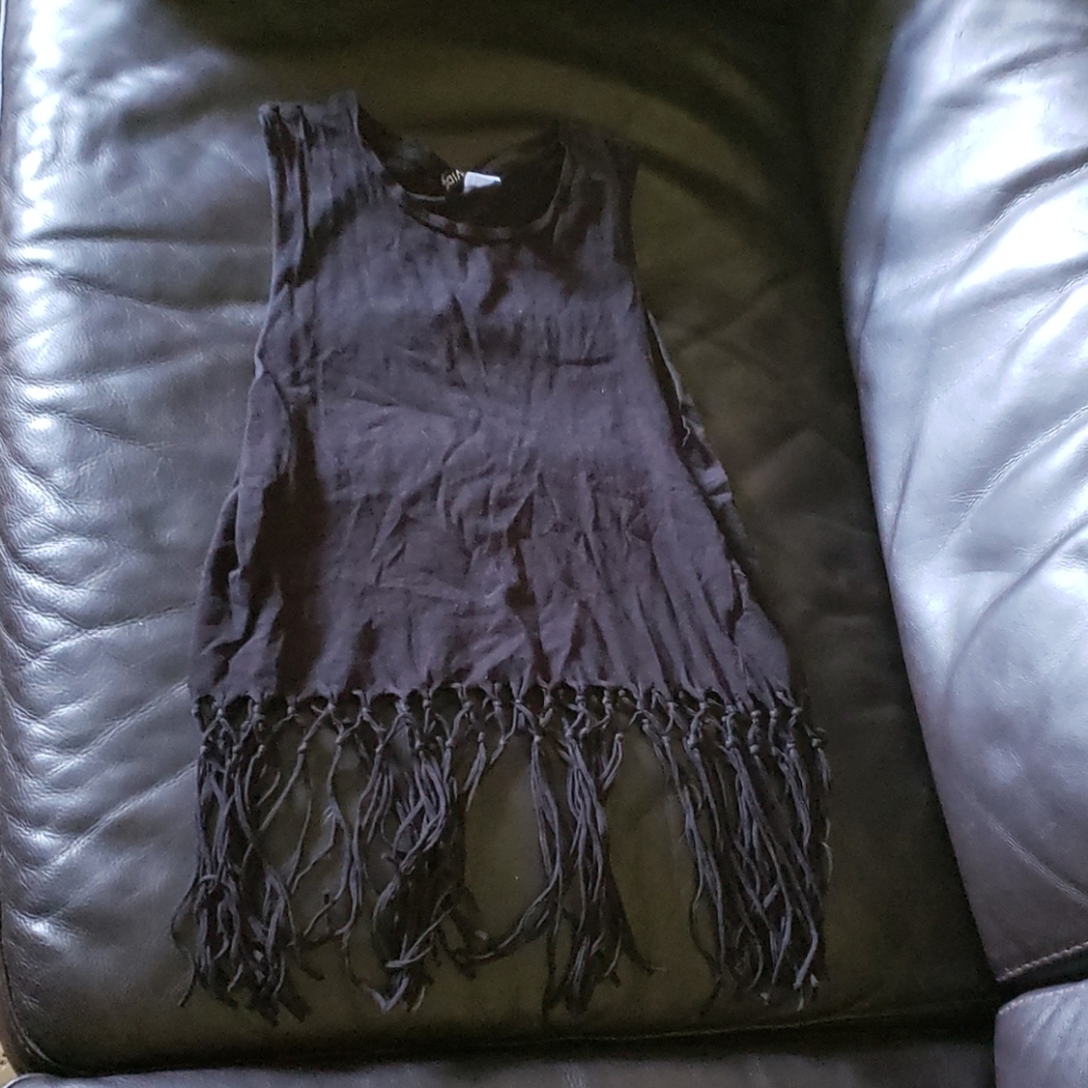 Black tasseled tank top
